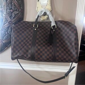 Louis Vuitton style Luxury Brown Damier Duffle bag